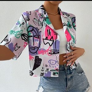Drop Shoulder Figure Graphic Blouse